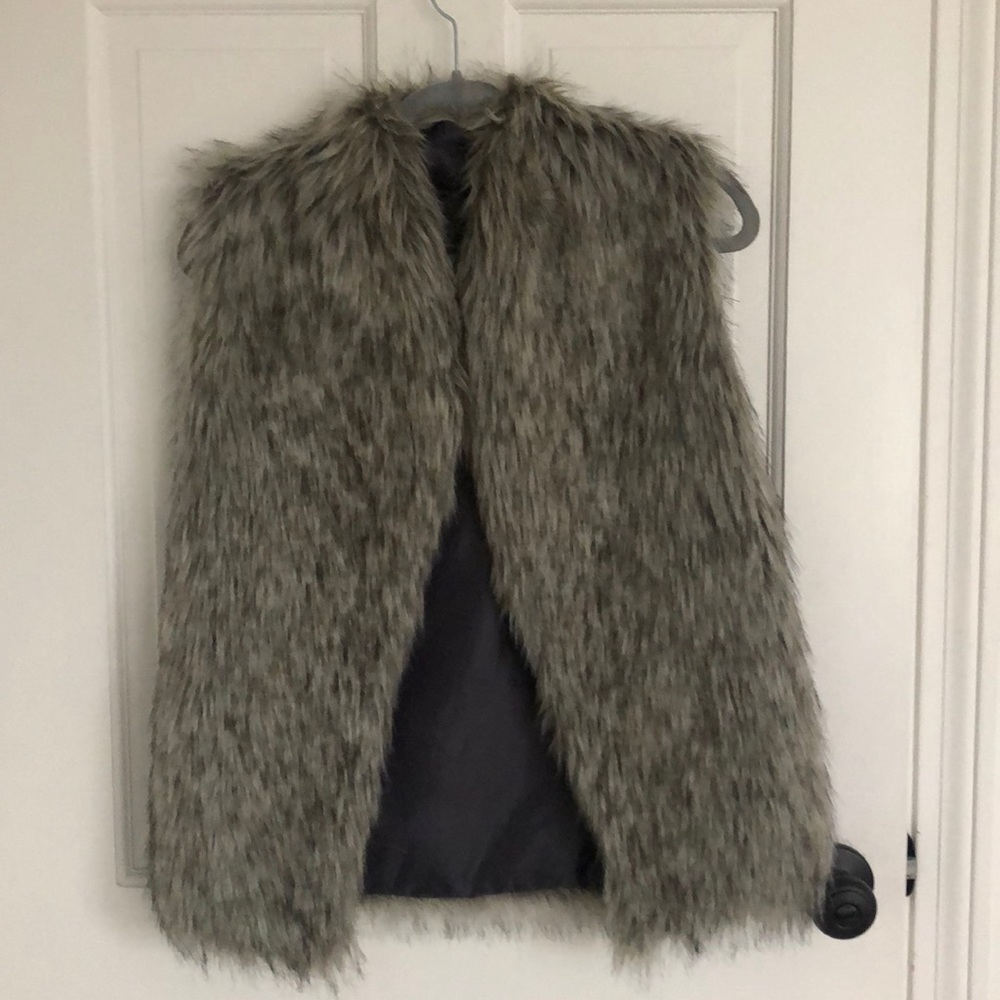 Grey faux fur vest